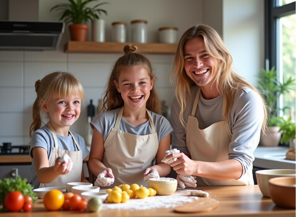 Familie kochen Kinder Spaß